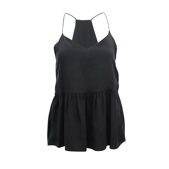 Anine Bing Peplum Hem Camisole Top in Black Silk - Picture 1 of 5
